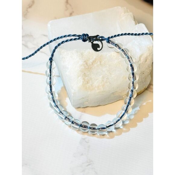 4 Ocean Pair Adjustable Bracelets - Blue and Black Glass - Picture 3 of 5